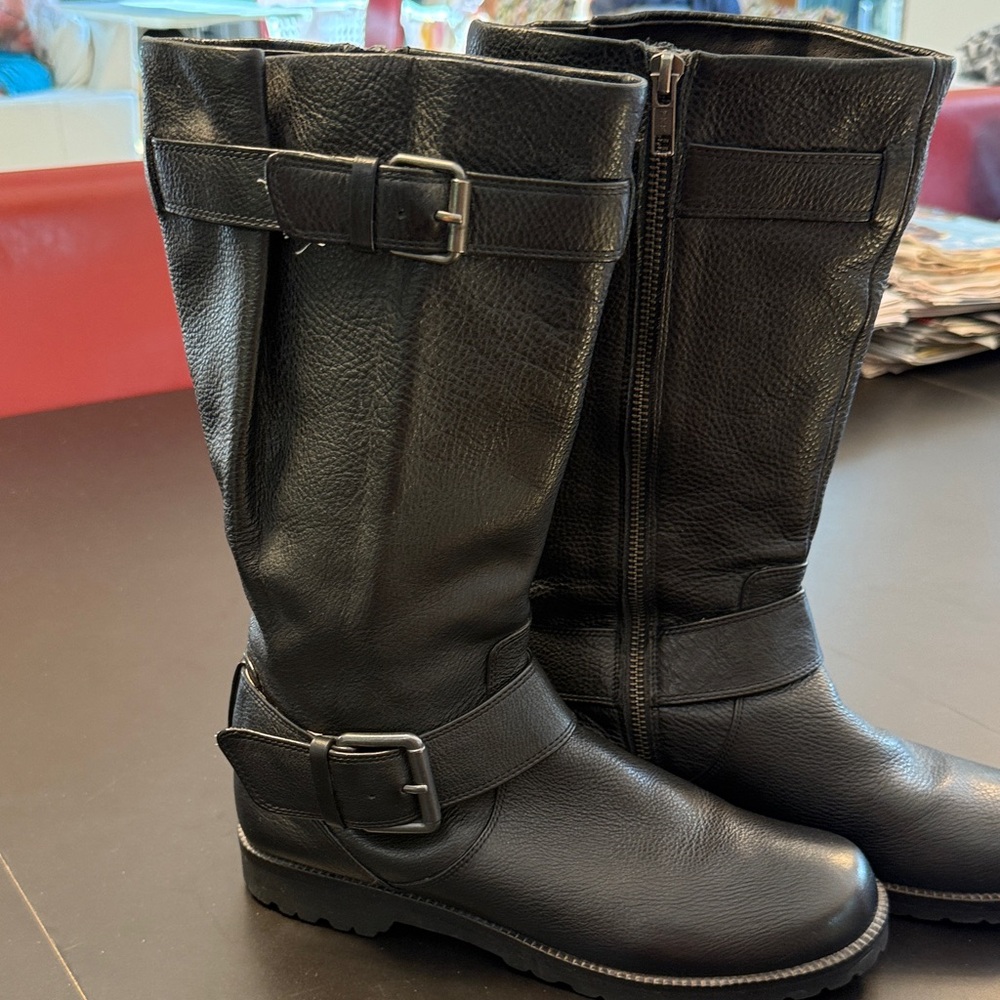 Black Knee-High Buckle Boots